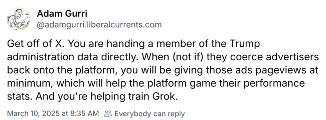 seanmcarroll's tweet image. Most of my social-media activity is elsewhere, but I've been hanging around X to advertise the podcast and occasionally make a political point. But it's become too unpleasant, I have better ways to spend my time. And ultimately I do agree with this sentiment.