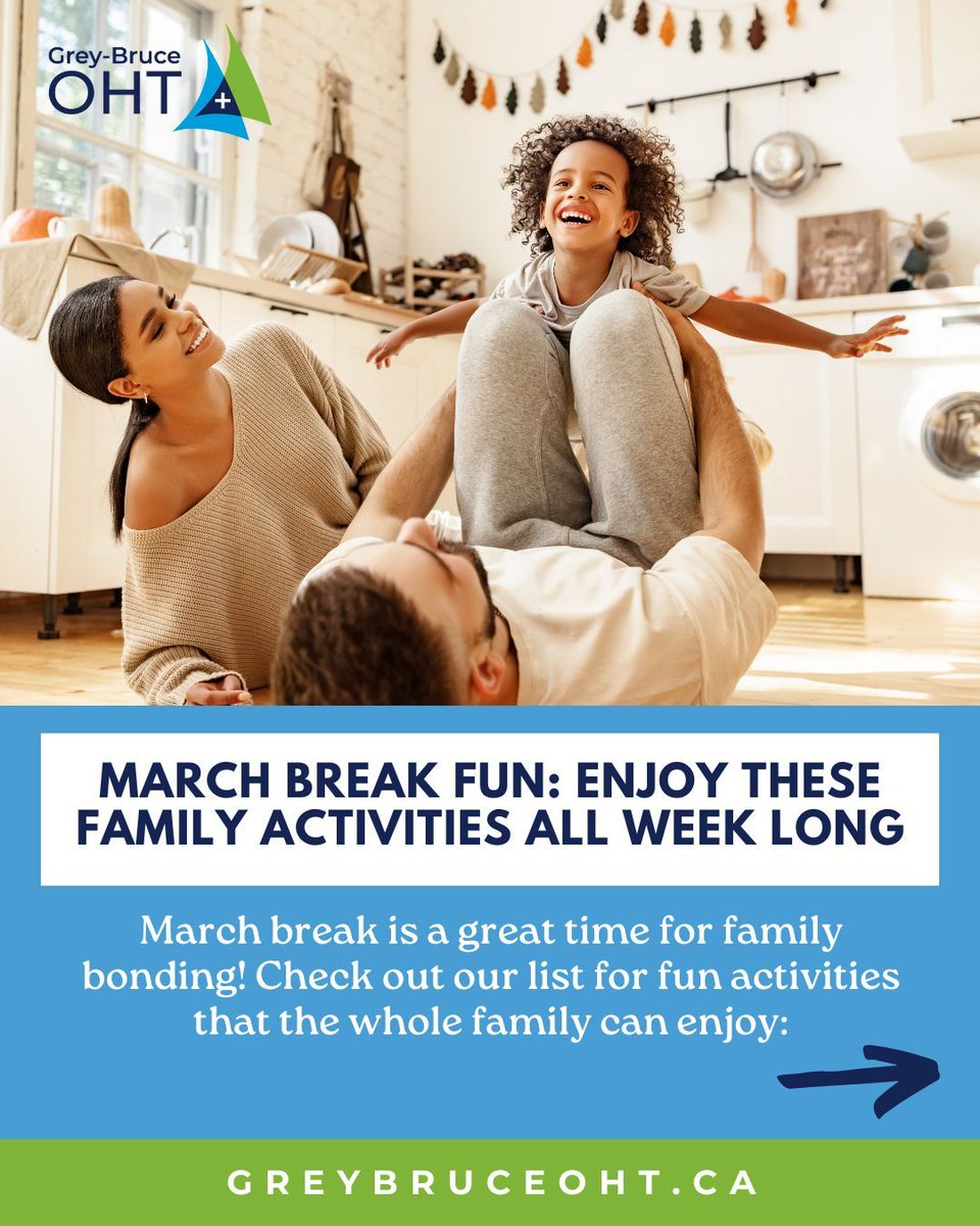 greybruce_oht's tweet photo. March Break Fun โ Family Activities!
๐ฟ Hike or visit a park
๐ Attend free library events
๐ Volunteer together
๐จ DIY arts & crafts
๐ฒ Game night
Make memories and enjoy time together!
#GBOHT #OHT #OntarioHealthTeam #MarchBreakFun #FamilyTime #HealthyCommunities https://t.co/2bDqODGGfe