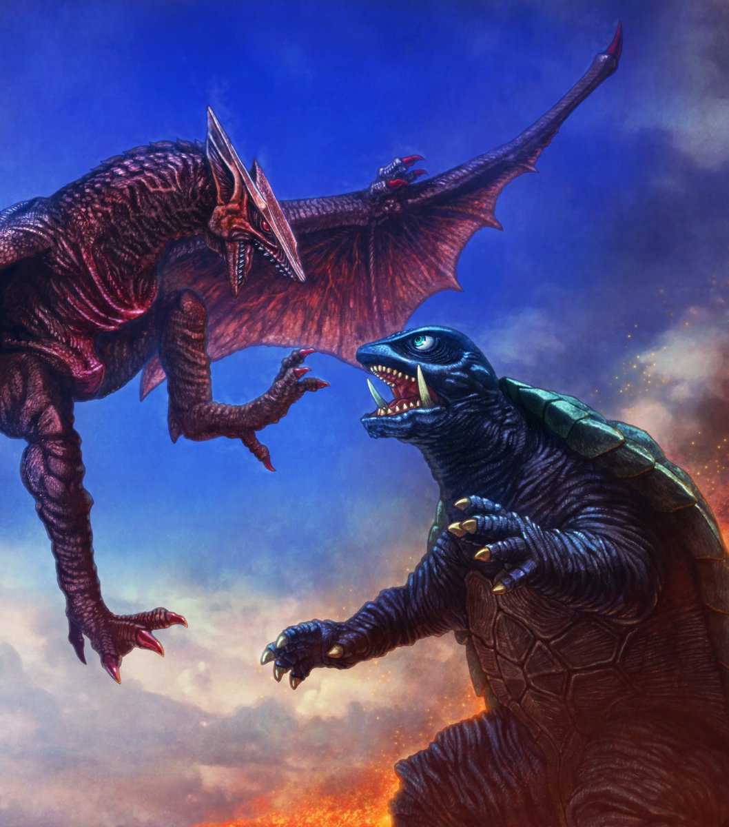 ガメラ 大怪獣空中決戦』の公開30周年記念に。 趣味で描いたガメラ対