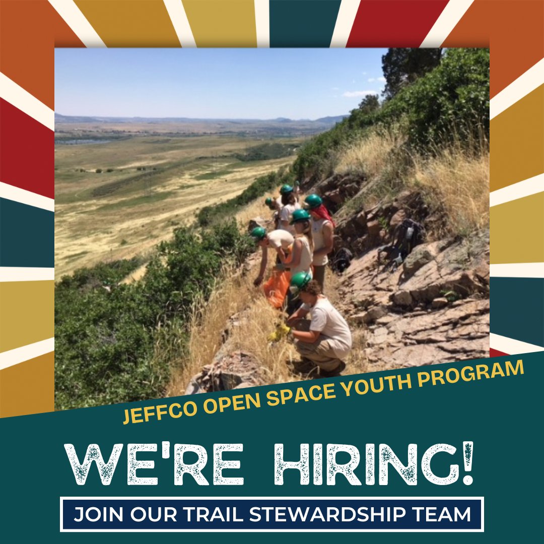 JeffcoOpenSpace's tweet image. TEENS! EARN, LEARN, and HAVE FUN!

The Trail Stewardship Team is a fun program that employs youth for trail maintenance and natural resource restoration projects at JCOS Parks. Join us this summer from June 17 to July 31. For more info:
jeffco.us/3327/Trail-Ste…
