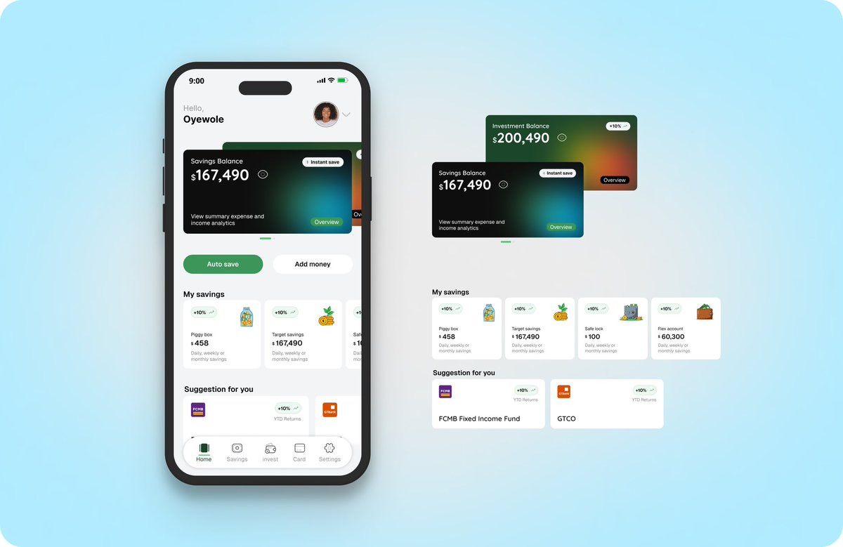 Just wrapped up a sleek and intuitive dashboard design for StackUp, making saving money effortless and fun! every detail is crafted for a smooth user experience.
Would love to hear your thoughts! 🔥 
#UXDesign 
#Fintech 
#SavingsApp 
#StackUp