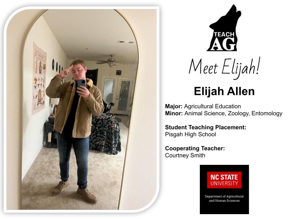 Our student teacher spotlight is… Elijah Allen. This semester, Elijah is student teaching at Pisgah High School. 🏫 Elijah hopes to teach in the Western North Carolina area next year. We wish Elijah all the best this semester and beyond! 🐺❤️