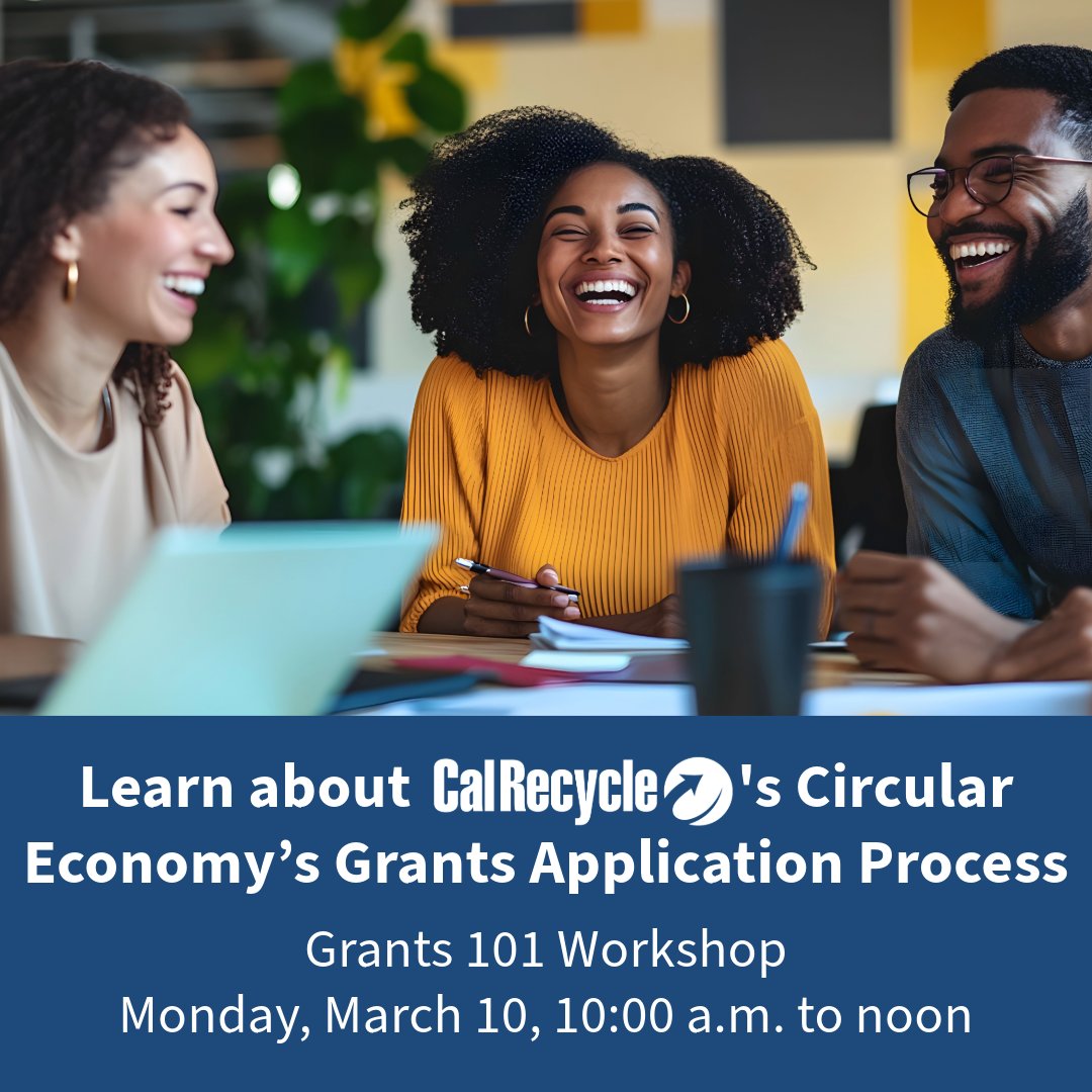 CalRecycle (@calrecycle) on Twitter photo Get tips on applying for California funding! We'll take the mystery out of the grant process to help you cut waste and create a cleaner, safer California. Attend today's Grants 101 Workshop at 10 a.m. ow.ly/Q4iH50VcQl5 Get tips on applying for California funding! We'll take the mystery out of the grant process to help you cut waste and create a cleaner, safer California. Attend today's Grants 101 Workshop at 10 a.m. ow.ly/Q4iH50VcQl5