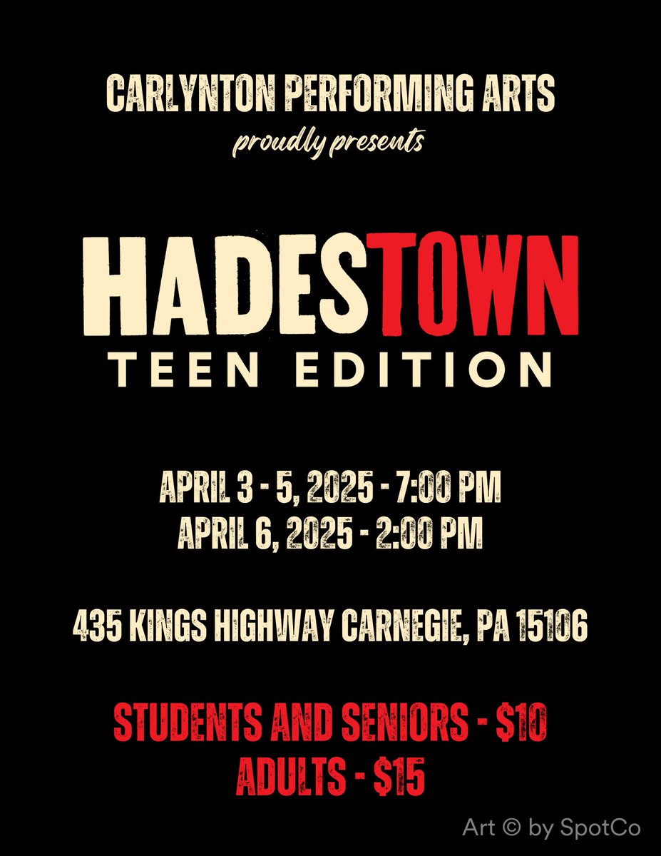 Carlynton School District proudly presents Hadestown: Teen Edition! Join us for this spectacular Spring Musical, running April 3-6, 2025. Get your tickets here!  
jshs.carlynton.net/p/~board/carly…