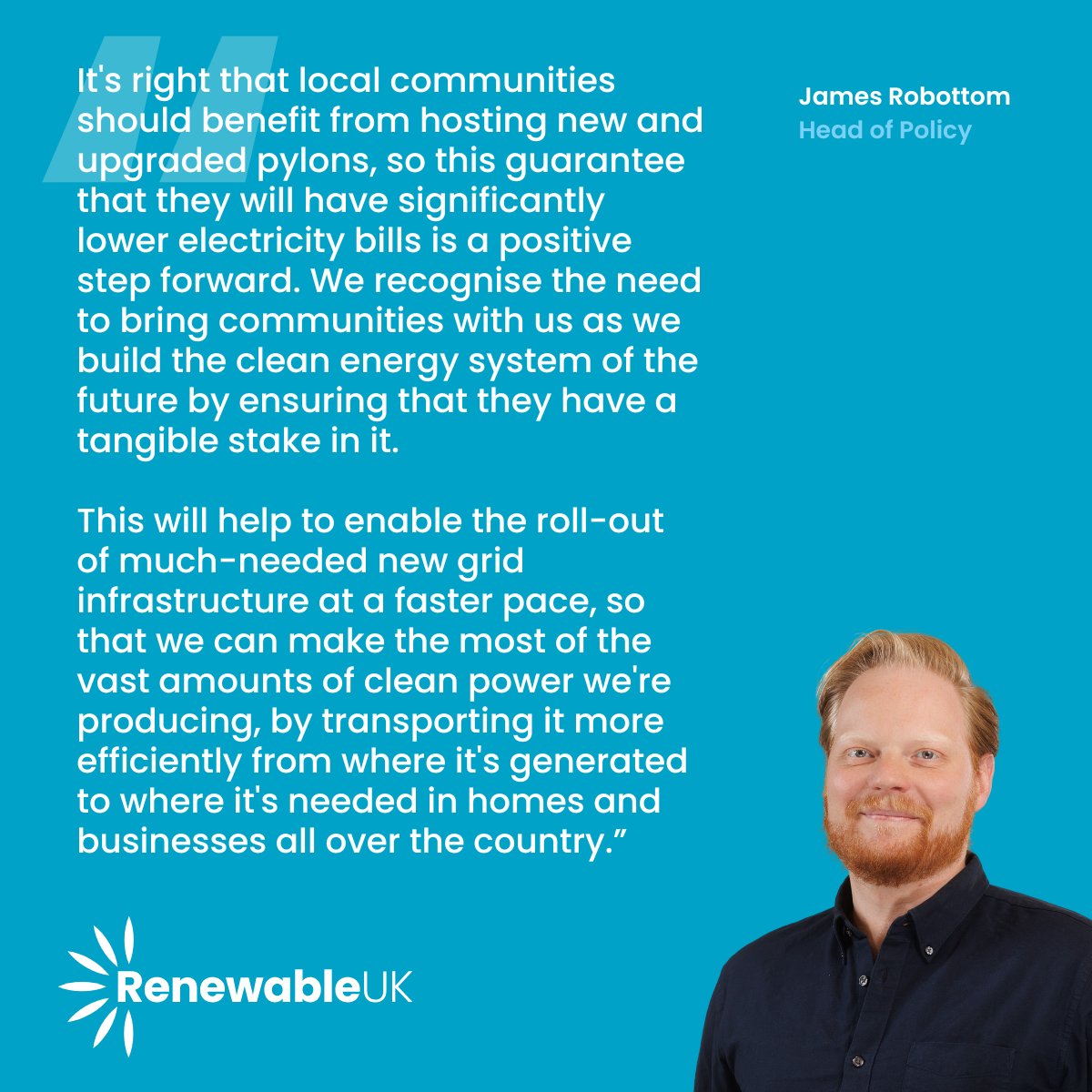RenewableUK (@renewableuk) on Twitter photo ๐๐๐ง๐๐ฐ๐๐๐ฅ๐ ๐๐ง๐๐ซ๐ ๐ฒ ๐ข๐ง๐๐ฎ๐ฌ๐ญ๐ซ๐ฒ ๐ฐ๐๐ฅ๐๐จ๐ฆ๐๐ฌ ๐ฉ๐ฅ๐๐ง ๐๐จ๐ซ ๐ฅ๐จ๐ฐ๐๐ซ ๐๐ข๐ฅ๐ฅ๐ฌ ๐๐จ๐ซ ๐ฉ๐๐จ๐ฉ๐ฅ๐ ๐ฅ๐ข๐ฏ๐ข๐ง๐ ๐ง๐๐๐ซ ๐ง๐๐ฐ ๐ฉ๐ฒ๐ฅ๐จ๐ง๐ฌ - RenewableUK Media Release
RenewableUK's Head of Policy James Robottom comments on the Government's Planning and ๐๐๐ง๐๐ฐ๐๐๐ฅ๐ ๐๐ง๐๐ซ๐ ๐ฒ ๐ข๐ง๐๐ฎ๐ฌ๐ญ๐ซ๐ฒ ๐ฐ๐๐ฅ๐๐จ๐ฆ๐๐ฌ ๐ฉ๐ฅ๐๐ง ๐๐จ๐ซ ๐ฅ๐จ๐ฐ๐๐ซ ๐๐ข๐ฅ๐ฅ๐ฌ ๐๐จ๐ซ ๐ฉ๐๐จ๐ฉ๐ฅ๐ ๐ฅ๐ข๐ฏ๐ข๐ง๐ ๐ง๐๐๐ซ ๐ง๐๐ฐ ๐ฉ๐ฒ๐ฅ๐จ๐ง๐ฌ - RenewableUK Media Release
RenewableUK's Head of Policy James Robottom comments on the Government's Planning and