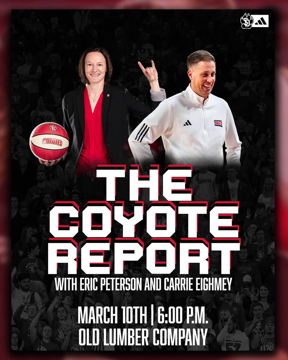 Final Coyote Report of the Season!

Join us tonight from <a href="/OldLumberCo/">OLD LUMBER COMPANY</a> or live on the Coyote Radio Network beginning at 6:00 p.m.!      

#GoYotes x #WeAreSouthDakota