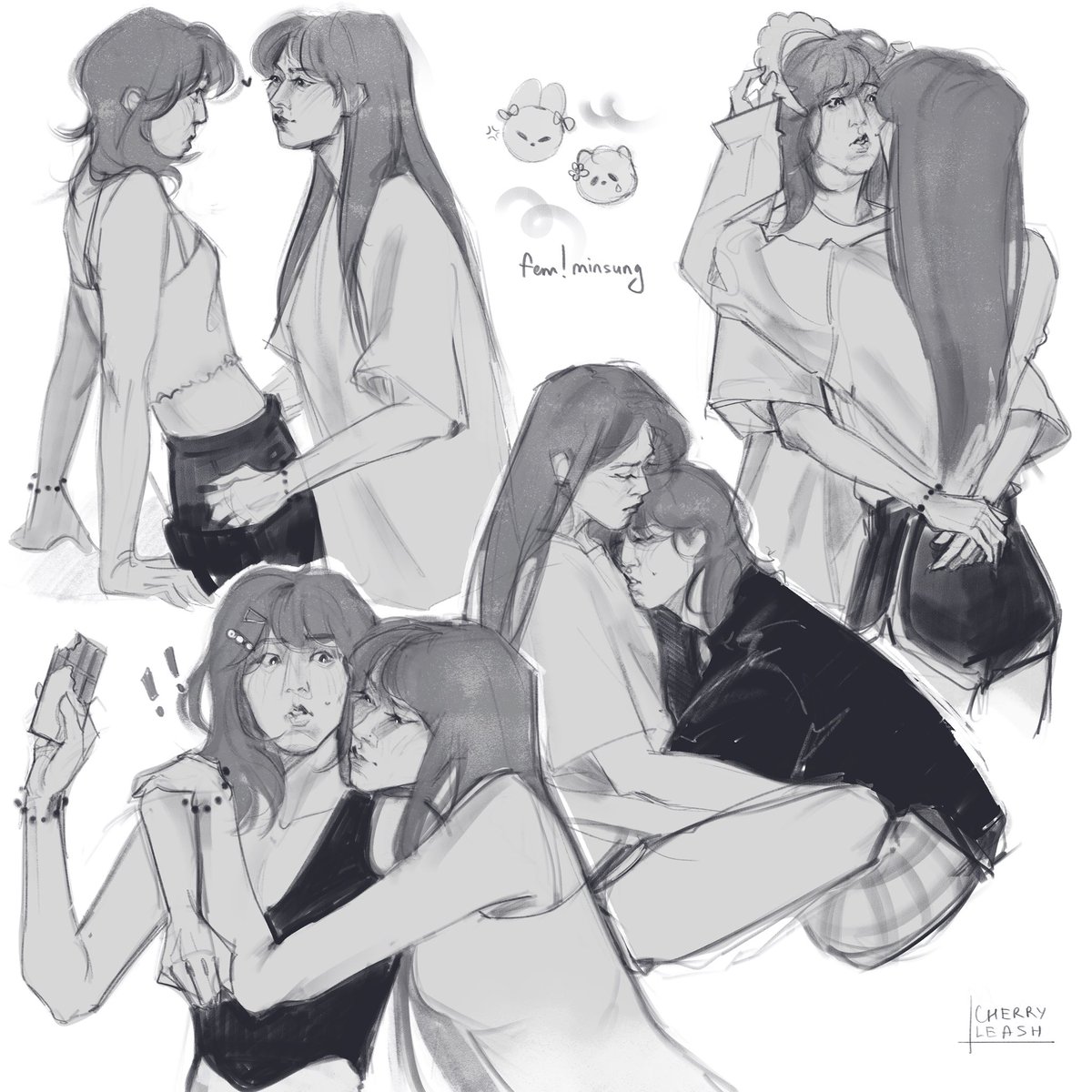 cherryleash's tweet photo. fem #minsung #StrayKids #straykidsfanart https://t.co/A4mDZksm4t