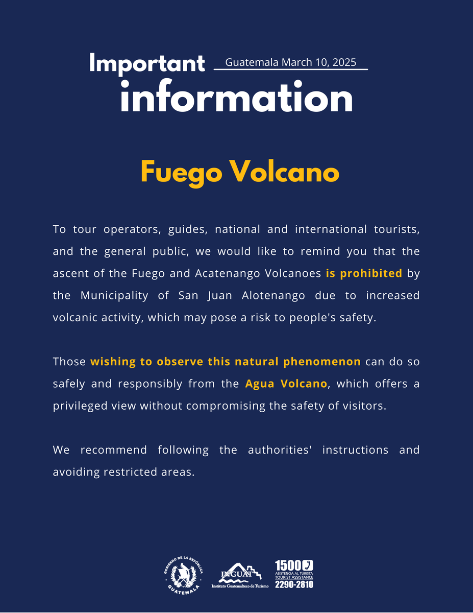 🚨 Take note of the following information about the Fuego Volcano!