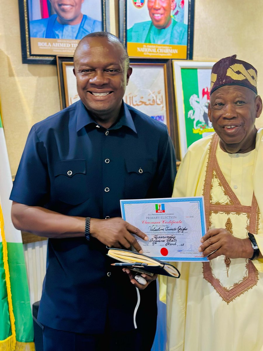 valentineozigbo's tweet photo. What an incredible honour to be the first aspirant to receive a clean bill of health to contest for the Anambra Governorship Primary of our great party, APC! 
Some may call it coincidence — I call it providence. 

My heartfelt gratitude goes to our National Chairman, HE Dr. Abdullahi Umar Ganduje OFR; National Secretary, Barr. Ajibola Basiru; Deputy National Chairman (North), Hon. Ali Bukar Dalori; Deputy National Chairman (South), Chief Emma Eneukwu; National Organising Secretary, HE Dr. Sulaiman M. Argungu; National Legal Adviser, Prof. Abdulkarim Kana SAN; Director of Election Management, Alh Tasiu Mohammed; and the entire NWC and Screening Committee led by HE Barr. Ibrahim Shehu Shema for making this moment possible.

This is just the beginning of this historic quest to actualise our grand vision of a truly transformed Anambra. 

Ka Anambra Chawapu 

#Anambra2025 #ForwardWithAPC #KaAnambraChawapu #ProvidenceAtWork