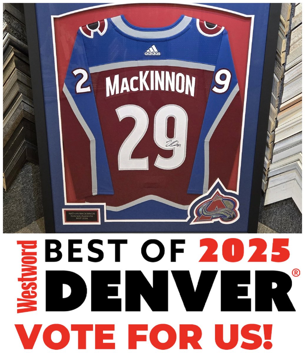 FrameDeArt's tweet image. LAST DAY to Vote!  We would love your vote for 2025 Westword's Best of Denver, Best Framing for the 2nd year in a row!  westword.com/best-of-denver….

#DenverWestword #WestWord #BestFraming #Avs #Avalanche #NHL #Denver #Colorado #framing #customframing #pictureframing #art #decor