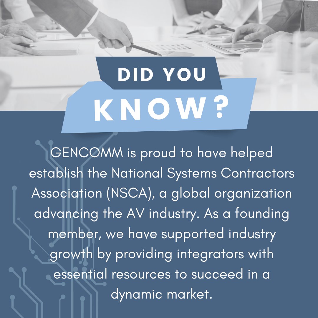 GenCommHQ's tweet image. GENCOMM is proud to support NSCA in strengthening the global AV industry!

#gencomm #nsca #av #global #industry #local #business