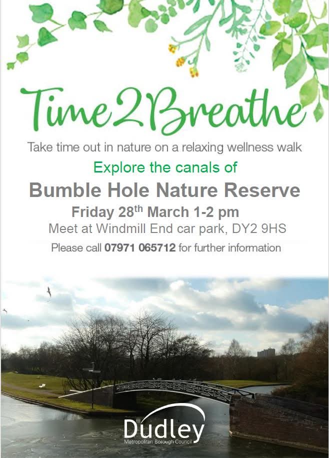 Lets hope Spring is in full flourish on our next Time 2 Breathe walk in March 🌸🌱 especially as we are visiting a new location to Bumble Hole Nature Reserve. We hope to see you there 💚 <a href="/DiscoverDudley/">Discover Dudley</a>