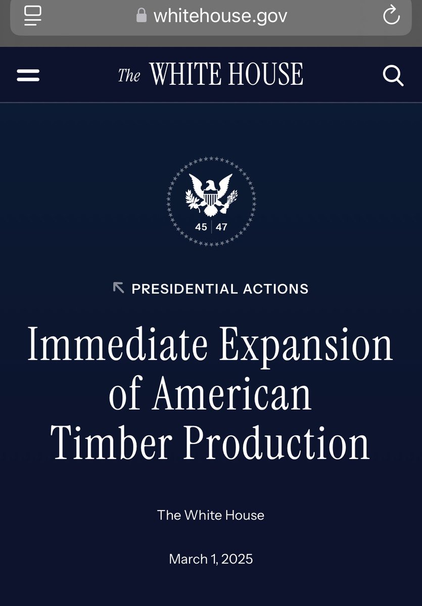 8102ops's tweet image. Well now, do the environmentalists know that on March 1, 2025, President Trump signed an executive order for immediate  expansion of American timber production? 👏🏼 
#logging #loggers #log #Canada #AmericaFirst 

[They] have 30 to 280 days from Mar 1 to implement the orders with…