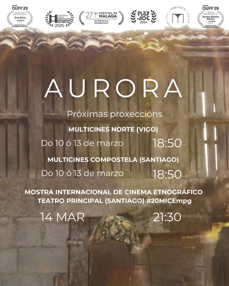 Proxeccións de #Aurora do 10 ó 14 de marzo