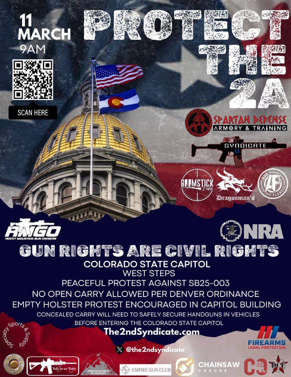 RMGOColorado's tweet image. 🚨RMGO Action Alert🚨 

TOMORROW IS THE DAY! Radical gun grabbers are trying to ram a mandatory gun owner registry and a Firearm Owner ID Card down our throats. We CANNOT let that happen. 

Join us tomorrow @ 9 AM to say HELL NO!