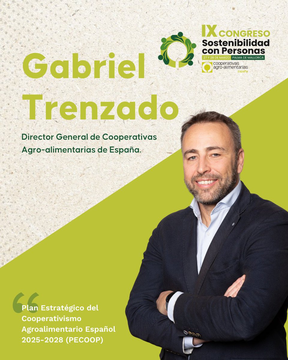 En el  #CongresoCoops 2025, nuestro Director General, <a href="/GabrielTrenzado/">Gabriel Trenzado</a>, presentará el Plan Estratégico del #Cooperativismo #Agroalimentario Español 2025-2028 (PECOOP) 📊

Un camino hacia un sector más innovador, sostenible y competitivo 🆙

🔜 ¡No te lo pierdas!