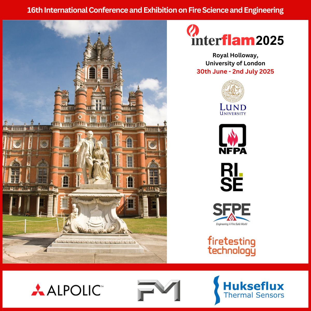 Registration now open🔥

We are pleased to announce that registration for Interflam 2025 is now open, and the programme is available on our website. 

interflam.co.uk 

#Interflam #Interflam2025 #FireScience #Engineering