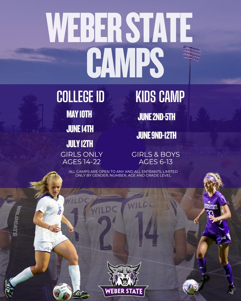 wsusoccer's tweet photo. Registration is live! Join us this summer to experience our elite summer ID camps at Wildcat field. Click on the link in our bio to sign up today! 😼

#WeberStateGreat https://t.co/l4PDqpk2uC