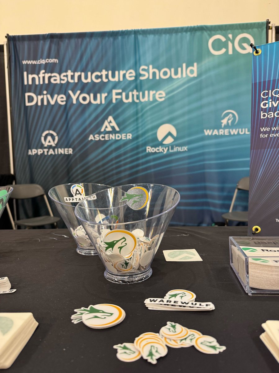 warewulfhpc's tweet image. Warewulf was represented at SCaLE22x. It was super fun talking to users and people interested in Warewulf!
Our booth neighbors, OpenSUSE, let us put a Warewulf sticker on their computer!
#warewulf #warewulfhpc #opensource #scale22x @openSUSE