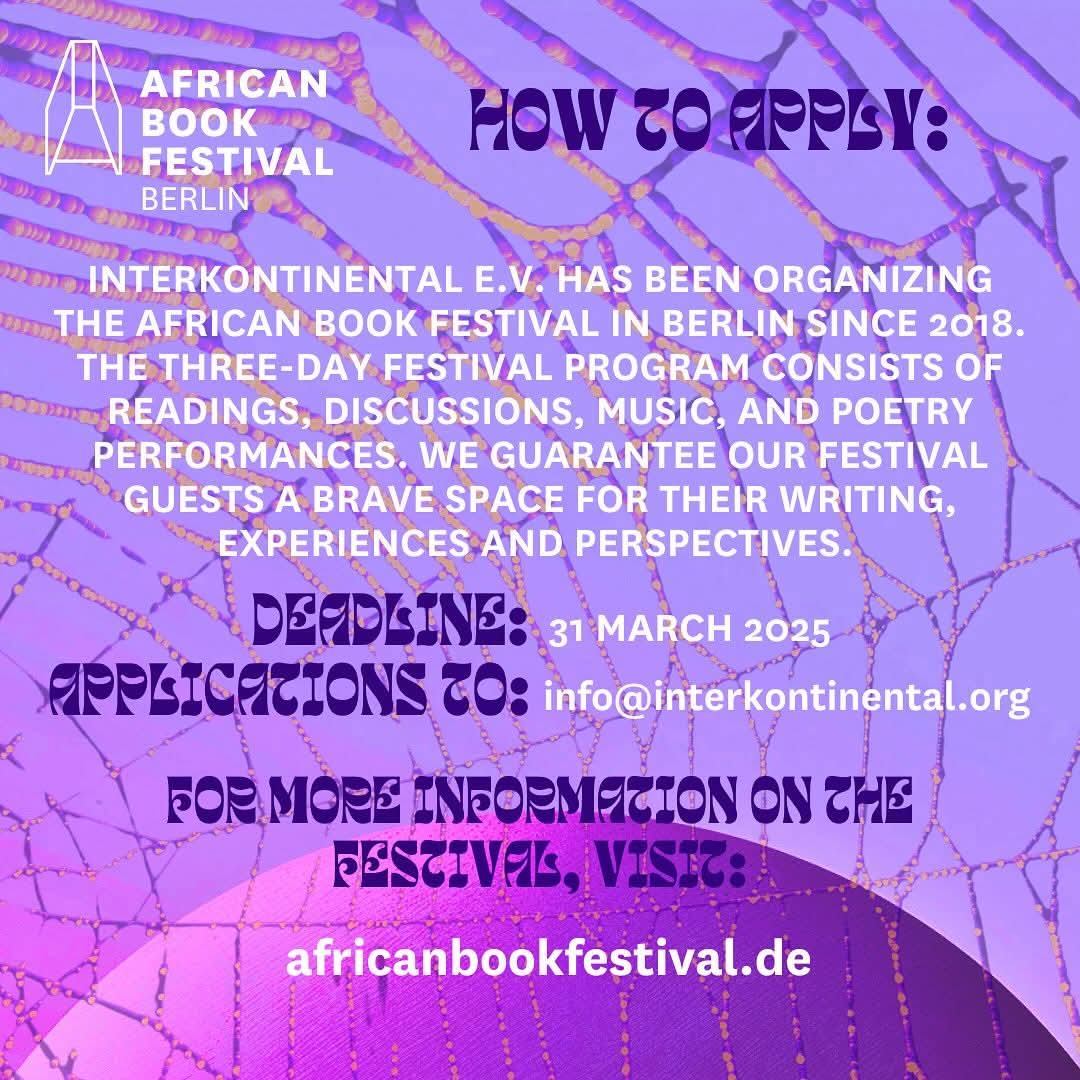MacondoLitFest's tweet photo. Here's an exciting opportunity for Book Clubs! 
Apply via: 

✉️ info@interkontinental.org
📅 31 March 2025

#afrolit #afroliterd #bookclubs #abf25
#BookClubs #AfricanBookFestivalBerlin https://t.co/8VCEdGXEEe