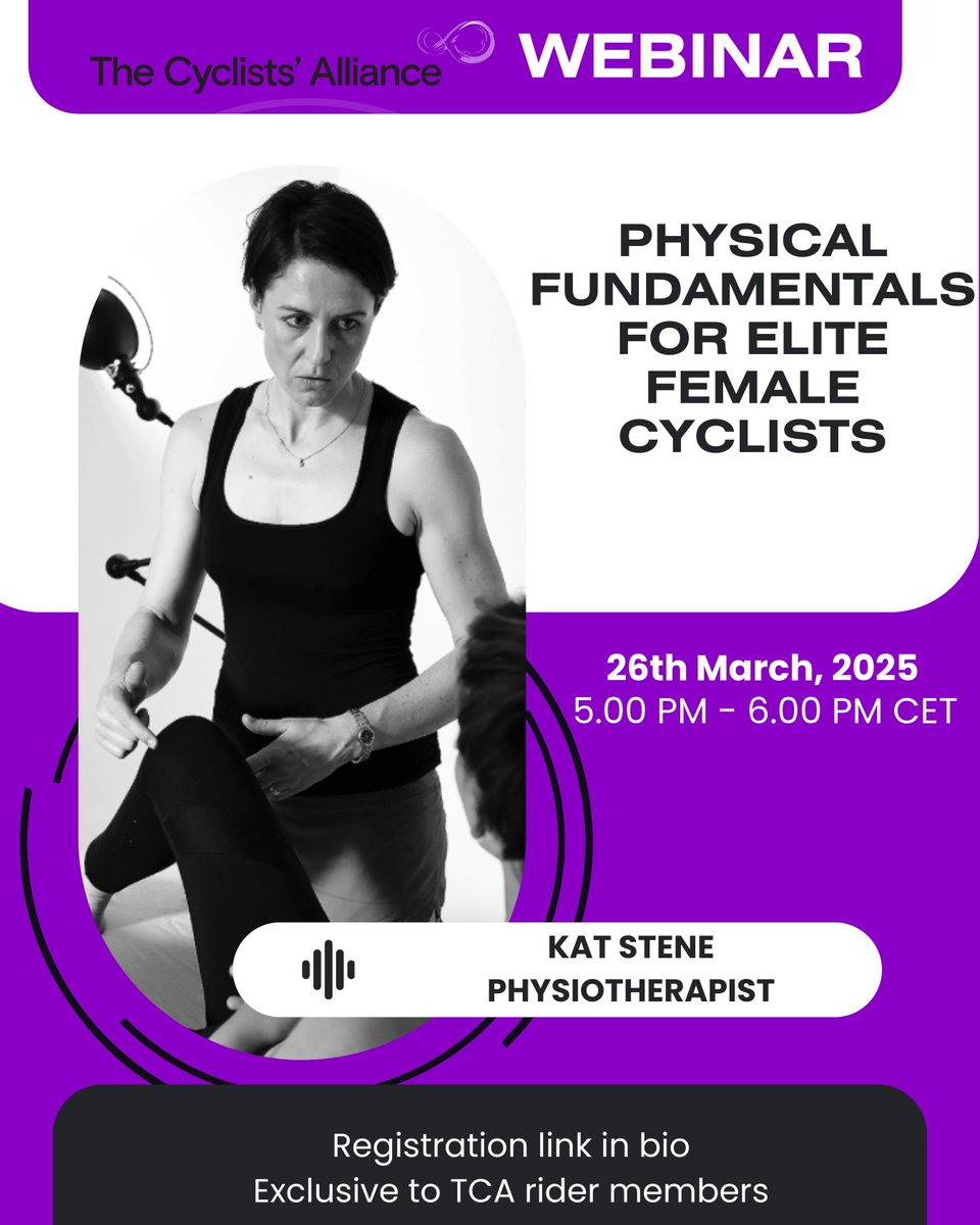 Webinar: Physical Fundamentals for Elite Female Cyclists. TCA Rider members can register here: us02web.zoom.us/meeting/regist…