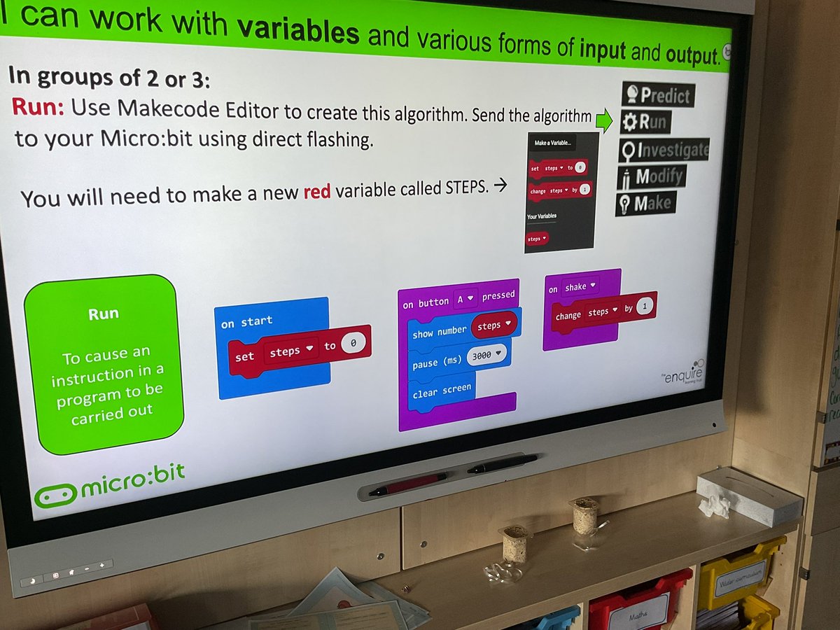 floweryfieldpri's tweet image. Year 5 have been writing their own algorithms using variables and inputs to make their own pedometers using microbits #ffpscomputing