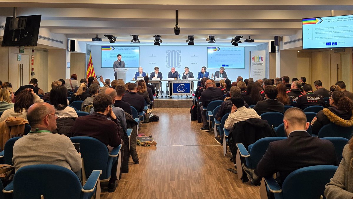 Council of Europe Equality, Minorities & Inclusion (@coe_antidiscri) on Twitter photo 🆕Today the #coeSOGIESC Unit is launching its updated Manual “Policing Hate Crime against LGBTI Persons: Training for a Professional Police Response” 👮♀️ at the Ministry of Interior and Public Security in Barcelona.
<a href="/gaylespol/">GAYLESPOL, asociación Policías LGTBI+</a> <a href="/lgbtpoliceeu/">European LGBT Police Association (EGPA)</a>
➡️Learn more: go.coe.int/5Kz2S 🆕Today the #coeSOGIESC Unit is launching its updated Manual “Policing Hate Crime against LGBTI Persons: Training for a Professional Police Response” 👮♀️ at the Ministry of Interior and Public Security in Barcelona.
<a href="/gaylespol/">GAYLESPOL, asociación Policías LGTBI+</a> <a href="/lgbtpoliceeu/">European LGBT Police Association (EGPA)</a>
➡️Learn more: go.coe.int/5Kz2S