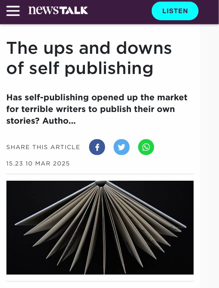 Thanks to Sean Moncrieff for having me on Newstalk to talk about the standard and quality of self-published books 📚 

It is always a pleasure to highlight the positive rise of authors choosing to self-publish and invest in their own work 💫

newstalk.com/podcasts/highl…
