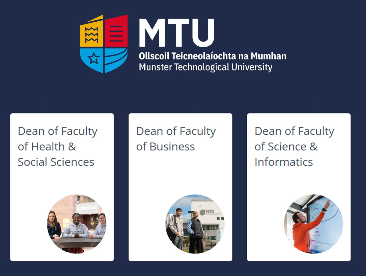 MTU is now recruiting for the final three roles on our new University Executive. These are Dean of Faculty of Science &amp; Informatics; Dean of Faculty of Business; and Dean of Faculty of Health &amp; Social Sciences. Full details at: perrettlaver.com/munster-techno…