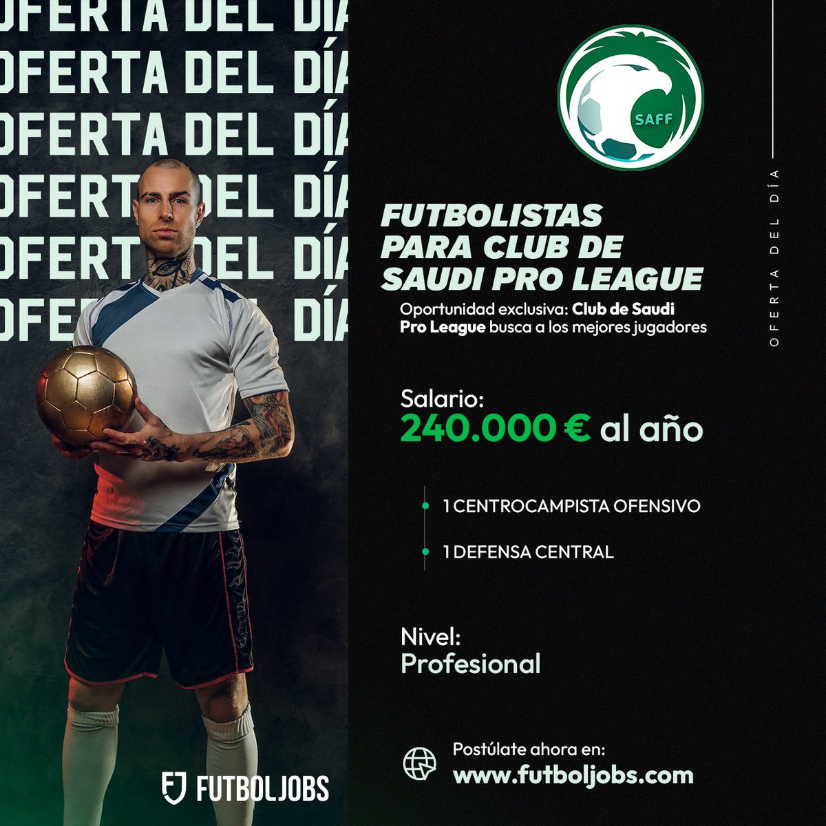 ⚽ 𝗡𝗘𝗪 #𝗝𝗢𝗕𝗦 

🇸🇦#𝗙𝗼𝗼𝘁𝗯𝗮𝗹𝗹𝗲𝗿𝘀 𝗳𝗼𝗿 𝗦𝗮𝘂𝗱𝗶 𝗣𝗿𝗼 𝗟𝗲𝗮𝗴𝘂𝗲 𝗰𝗹𝘂𝗯

ow.ly/j84350VeBPY