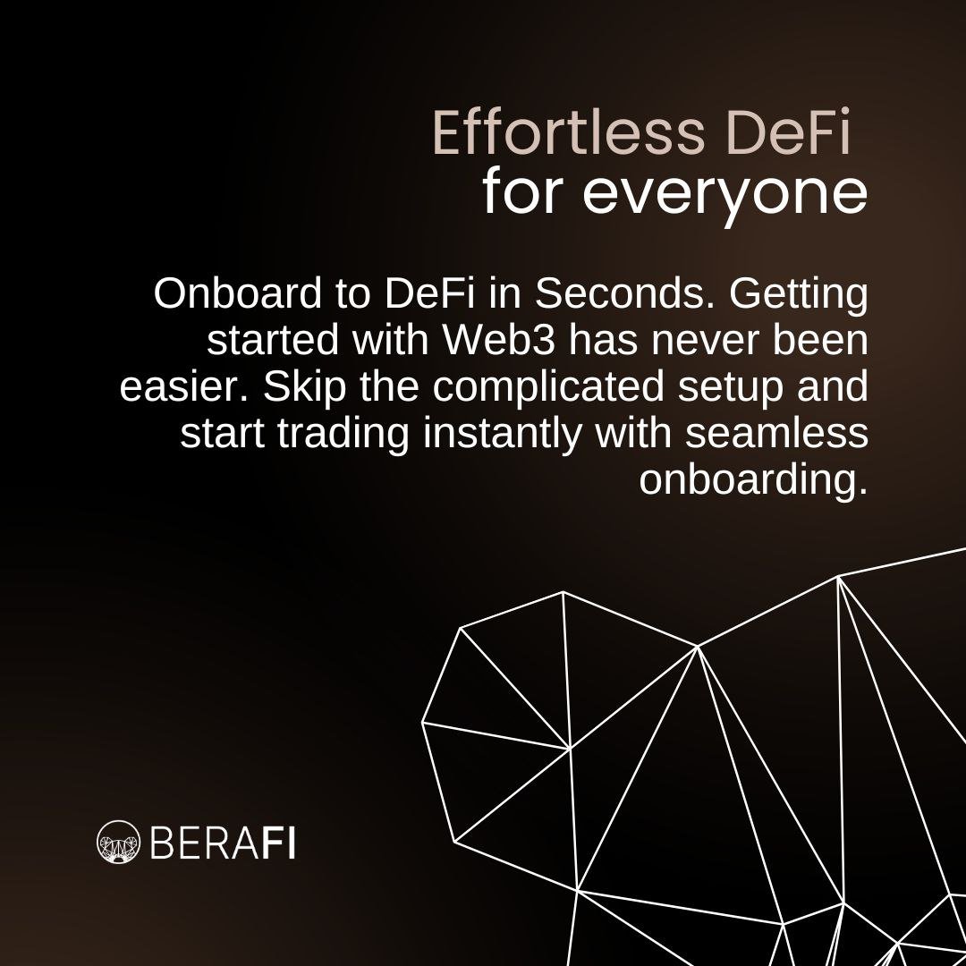 berafi_xyz's tweet image. Effortless DeFi for everyone!🐻

Onboard to DeFi in seconds with $BERAFI. No complicated setup—just seamless trading and instant access to Web3.
