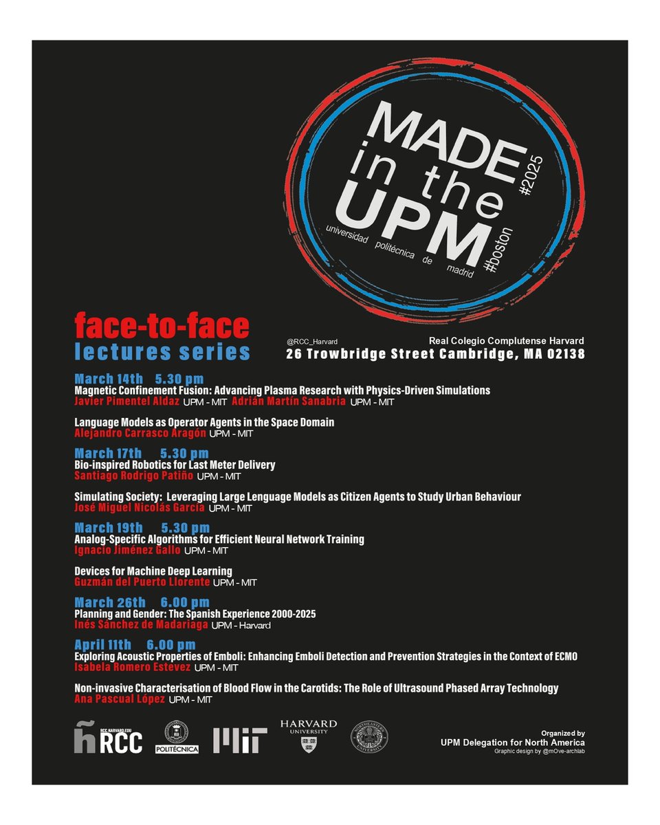 NEW DATES! The Third Edition of Made in the UPM: Face-to-Face Series is back at RCC Boston! 🎤📷 Join us to explore cutting-edge research in fusion energy, robotics, AI &amp; more, with UPM students, PhDs &amp; professors collaborating with MIT &amp; Harvard.  #MadeInTheUPM #Research