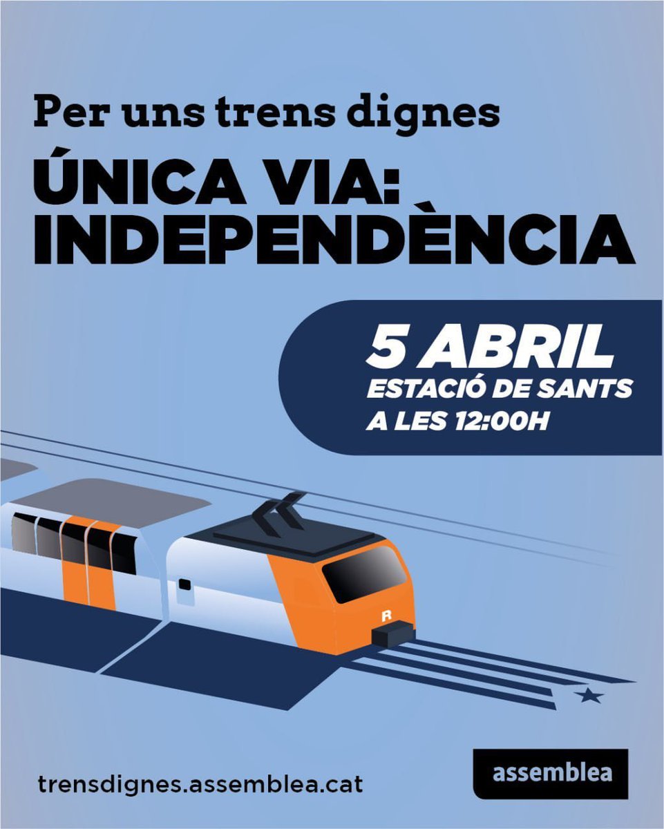 ⬛️⬜️ L'espoli i la manca d'inversió d'un estat que ens tracta com una colònia causen desgràcies com la d'avui al Clot.

Aquest caos és insostenible i només té una solució: independència!

Més info a trensdignes.assemblea.cat

📅5 d'abril
🕛12 h
📍Estació de Sants