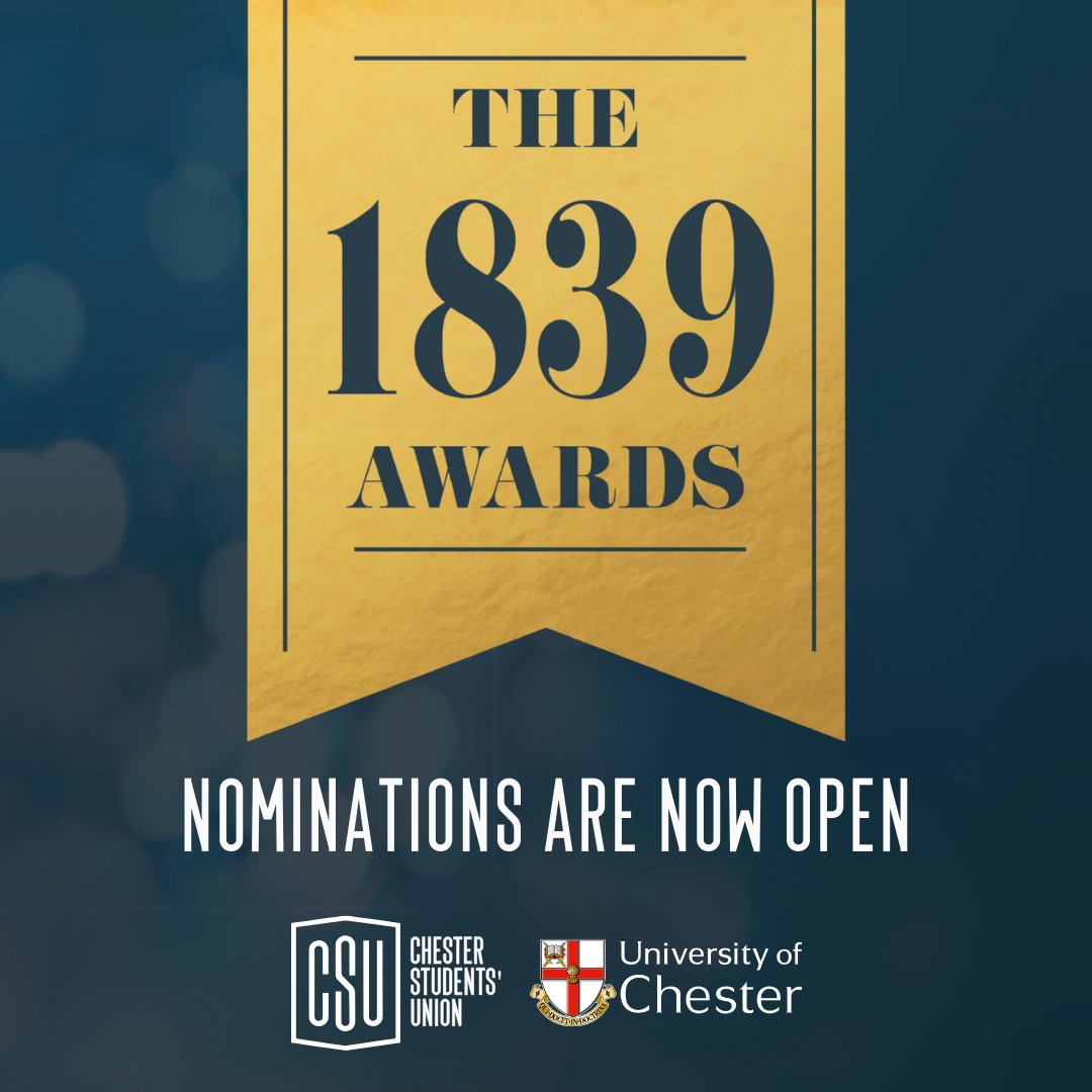 It's that time of year again...nominations are now OPEN for the annual 1839 awards!🌟
Do you know someone who deserves to be recognised for their hard work, perhaps as Lecturer of the Year, PAT of the Year, or Student Staff of the Year? 
If so, nominate at lnkd.in/eWRQpCks