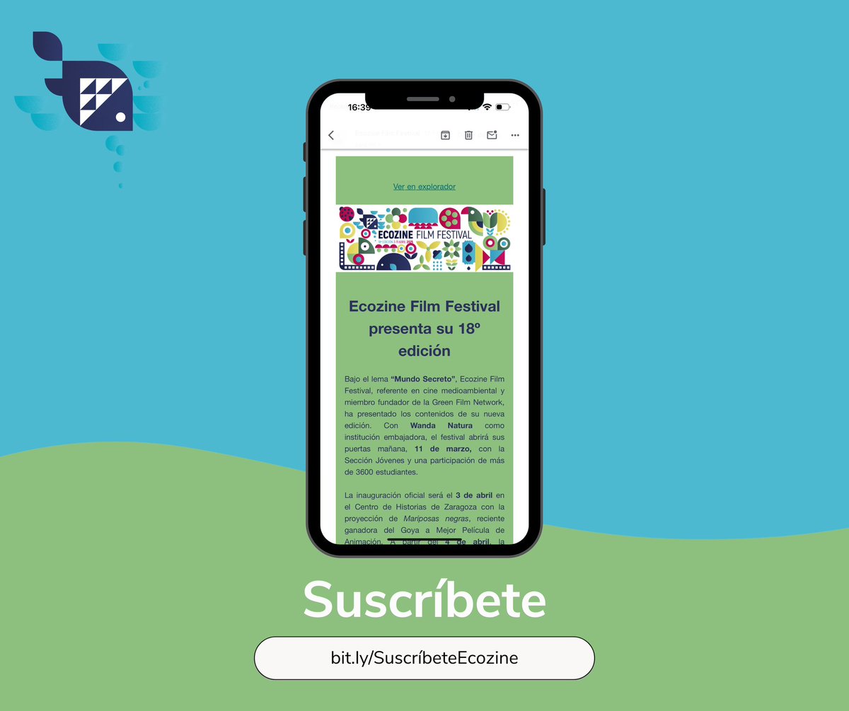 ecozinefilmfest's tweet photo. Hoy hemos enviado una newsletter de Ecozine Film Festival con las primeras novedades de esta edición🔝🎬! Si quieres recibir en tu correo la info útil del certamen y tener en tu teléfono📲 la programación, ¡suscríbete📲💻📧!
👉https://t.co/4Mu0YYjev2
#Ecozine2025 #MundoSecreto https://t.co/1fLi4mFHlT