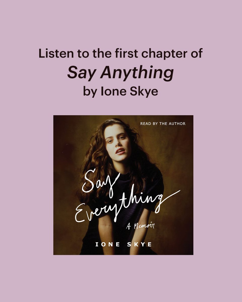 SimonAudio's tweet photo. Hear an extended excerpt from #SayAnything star @IoneSkye1's new audiobook memoir #SayEverything, available now on @LemonadaMedia's Your Next Listen podcast: https://t.co/IjJfVuCYv5. CC: @GalleryBooks https://t.co/4XpGP4OHON