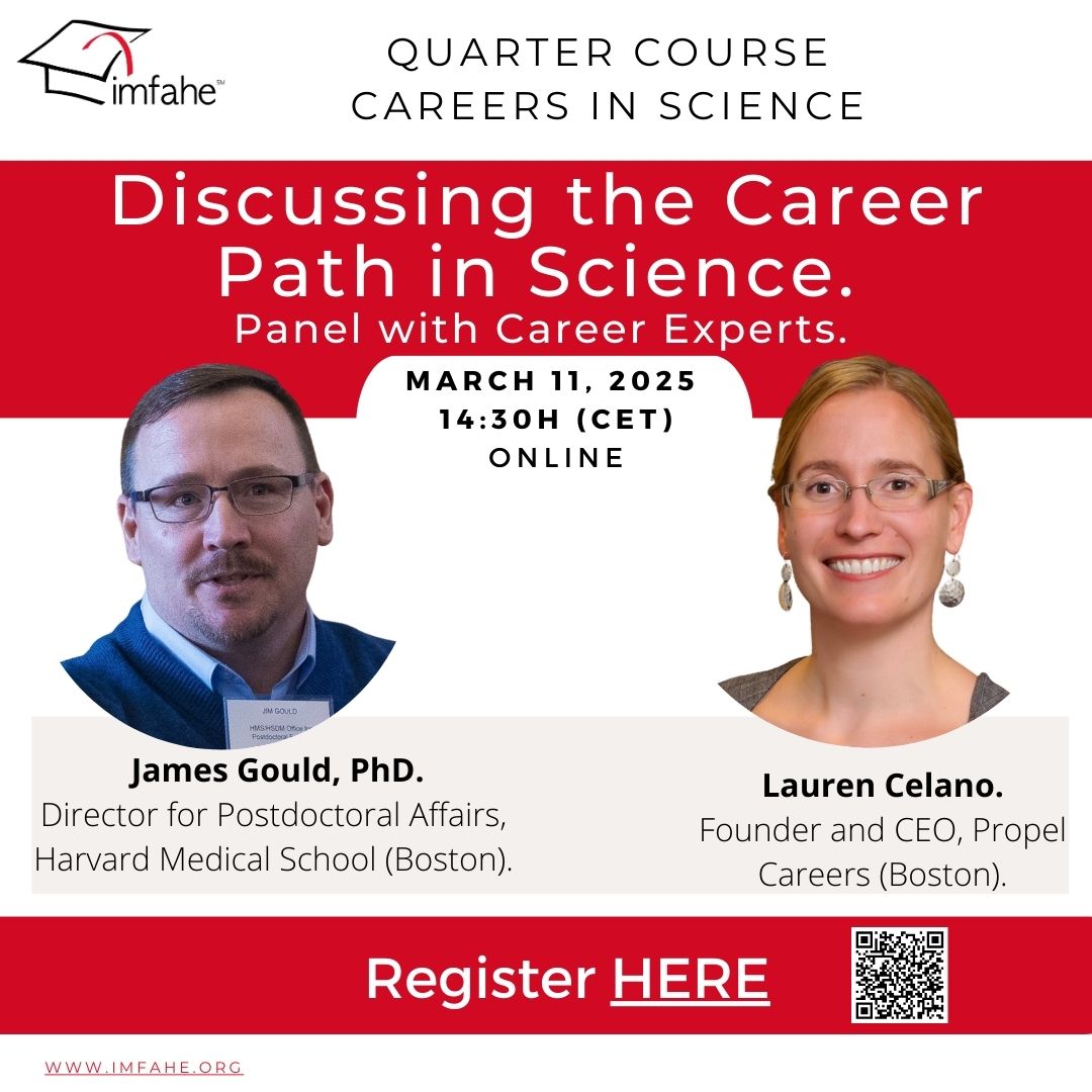 🚀 Join us tomorrow, March 11th at 14:30 (CET) for the Quarter Course on Careers in Science!
Featuring:
🔹 Dr. James Gould (Harvard Medical School)
🔹 Lauren Celano (Propel Careers, Boston)

🔗 Register now: us02web.zoom.us/webinar/regist…