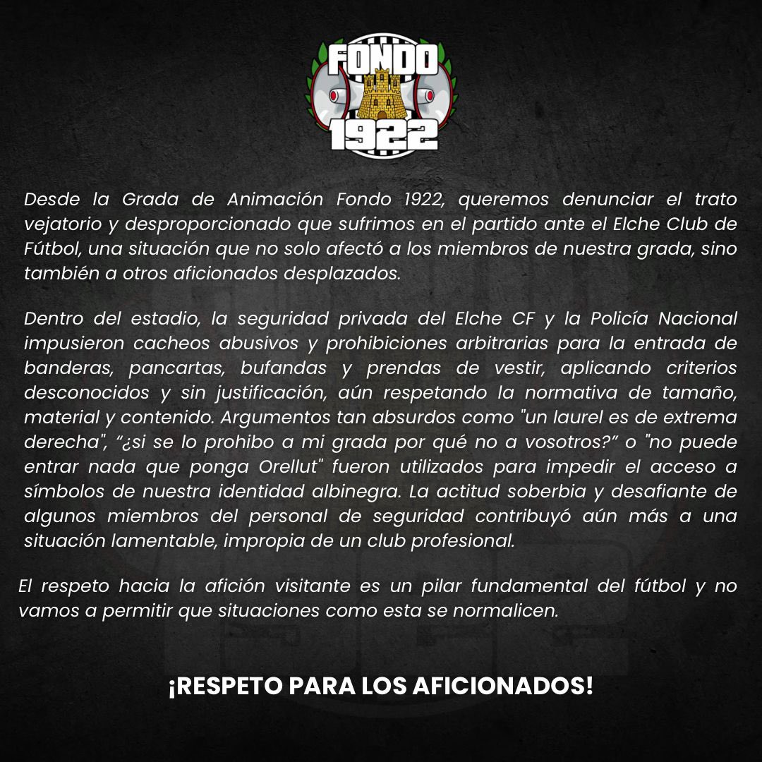fondo1922's tweet image. ¡RESPETO PARA LOS AFICIONADOS!