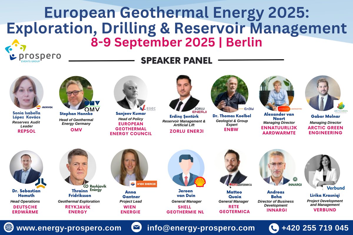 ProsperoEventsGroup (@prosperoevents) on Twitter photo ๐ Announcing Our Distinguished Speaker Lineup for the European Geothermal Energy 2025: Exploration,
Drilling & Reservoir Management
๐
ย ๐ - ๐ ๐๐๐ฉ๐ญ๐๐ฆ๐๐๐ซ ๐๐๐๐
๐ ๐๐๐ซ๐ฅ๐ข๐ง
๐ ๐๐๐ ๐ข๐ฌ๐ญ๐๐ซ ๐๐จ๐ฐ- lnkd.in/gdpMRr7T ๐ Announcing Our Distinguished Speaker Lineup for the European Geothermal Energy 2025: Exploration,
Drilling & Reservoir Management
๐
ย ๐ - ๐ ๐๐๐ฉ๐ญ๐๐ฆ๐๐๐ซ ๐๐๐๐
๐ ๐๐๐ซ๐ฅ๐ข๐ง
๐ ๐๐๐ ๐ข๐ฌ๐ญ๐๐ซ ๐๐จ๐ฐ- lnkd.in/gdpMRr7T