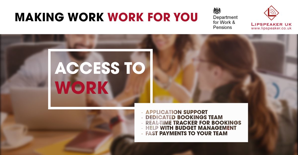 Want to get the most from #AccessToWork

Our specialist service offers application support, a dedicated bookings team, real-time tracking, budget management, and fast payments to professionals—eliminating DWP delays and ensuring consistent support. 

Contact us for more info 👏🏻