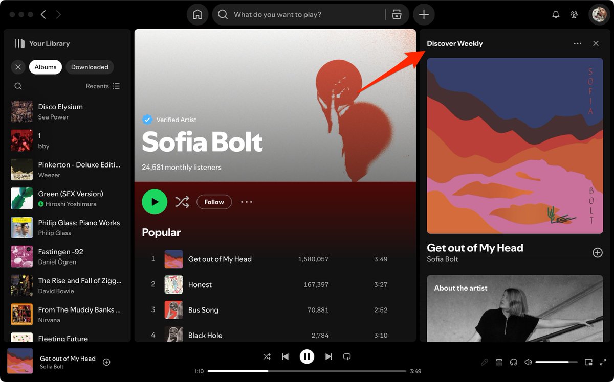 Spotify PSA: If you get lost in the desktop UI and are trying to get back to the playlist you started at, there is a link at the top of the right sidebar. 

What a mess 😵‍💫