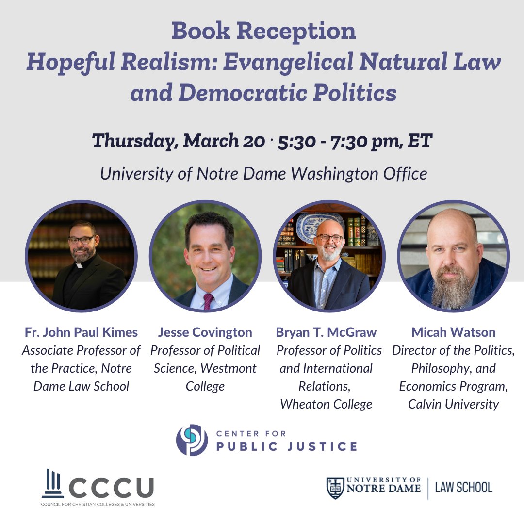 CCCU (@cccuorg) on Twitter photo If you're in DC on Thursday, March 20, may we interest you in some plans?
We're co-hosting, alongside our friends at <a href="/cpjustice/">Center for Public Justice</a>, a CPJ book reception examining "Hopeful Realism." We hope you plan to join us!
RSVP for the FREE event here: cpjustice.org/event/hopeful-… If you're in DC on Thursday, March 20, may we interest you in some plans?
We're co-hosting, alongside our friends at <a href="/cpjustice/">Center for Public Justice</a>, a CPJ book reception examining "Hopeful Realism." We hope you plan to join us!
RSVP for the FREE event here: cpjustice.org/event/hopeful-…