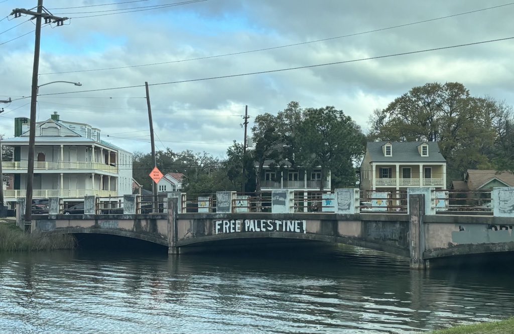 Seen in New Orleans at Bayou St. John:

“Free Palestine!”