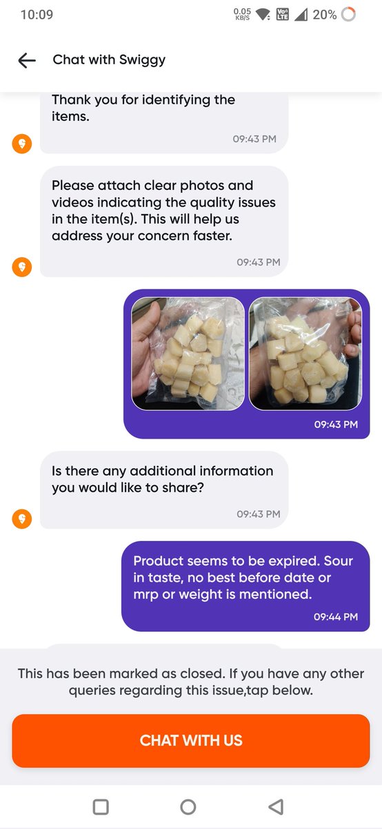 AryanRRampal's tweet photo. @SwiggyInstamart Stale and Unlabeled Diced Sugar Cane Cubes sold by Swiggy Instamart. As per Legal Metrology Rules and FSSAI guidelines any consumable item shall have Fixed Weight, Best Before Date and a MRP. Shall I raise the matter to them? As Swiggy cust support wasn't helpful https://t.co/v2I9ThJGk7