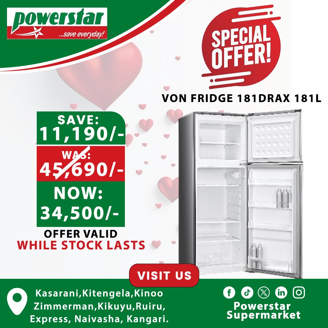 POWERSTAR_KENYA's tweet photo. 🔥 Tuesday = Big Savings! 🛒💰 Get the best deals on Fridges &amp; Cookers today! ❄️🍳 Upgrade &amp; save big! 🚀
#OccupyJesusWinner2 #ElonMusk #EmbraceThisRevival https://t.co/sB2giGL4wM