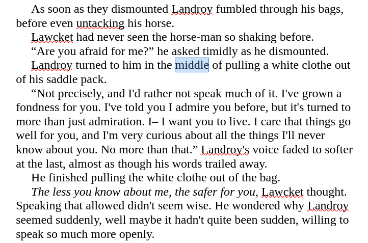 MidnightRose838's tweet image. #Snippetshare
Quote or reply to share any snippet featuring the word "middle"
Strangely enough most of the instance in my main WIP were worse than I wanted to post. This is 1 of the lightest.