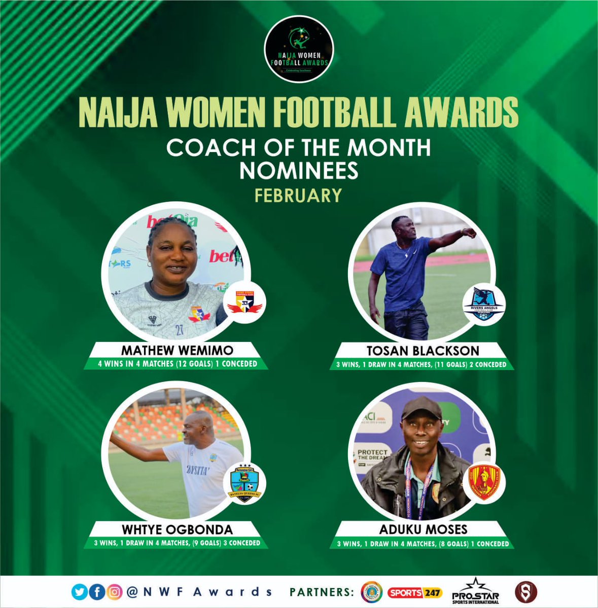 NWFAward's tweet photo. 📍📍It's a another battle of TITANS in the Coach category for the Month of February! 

#NWFAwards25 #NWFAwards #ProStar #FirstMahi #SecurityStriker #Sports247 https://t.co/tYX0tcMwyV
