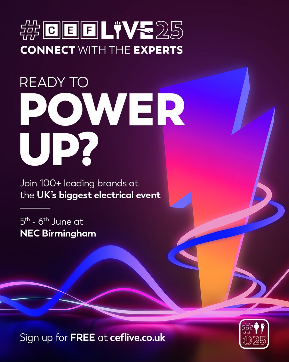 #CEFLIVE25 registration is officially open!

➡️ 100+ Leading Brands
➡️ FREE CPD Accredited TechTalks
➡️ Free Test Equipment Calibration Services (up to two items)

Sign up for FREE today brnw.ch/21wRe7N

#CEFLIVE25 #Electrician #Electrical #Sparky #CEF