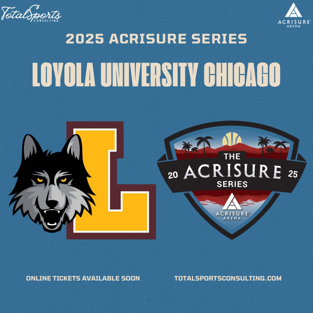 Acrisure Series (@acrisureseries) on Twitter photo Weβre excited to welcome <a href="/RamblersMBB/">Loyola Men's Basketball</a> to the Coachella Valley for the 2025 Acrisure Series, presented by <a href="/VisitGreaterPS/">Visit Greater Palm Springs</a> & @29Casino!
π
Dates: November 25-28, 2025
π Location: Acrisure Arena β Palm Desert, CA
#AcrisureSeries Weβre excited to welcome <a href="/RamblersMBB/">Loyola Men's Basketball</a> to the Coachella Valley for the 2025 Acrisure Series, presented by <a href="/VisitGreaterPS/">Visit Greater Palm Springs</a> & @29Casino!
π
Dates: November 25-28, 2025
π Location: Acrisure Arena β Palm Desert, CA
#AcrisureSeries