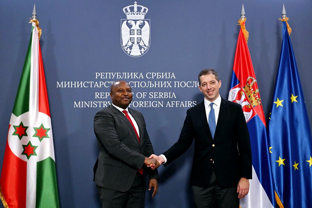 AShingiro's tweet photo. Delighted to have met my Serbian colleague H.E #Marko_Đurić, Minister of Foreign Affairs of #Serbia to discuss the latest details of the official visit of H.E #Evariste_NDAYISHIMIYE, President of the Republic of #Burundi to #Belgrade at the invitation of his Serbian counterpart https://t.co/EVn93hUd6N